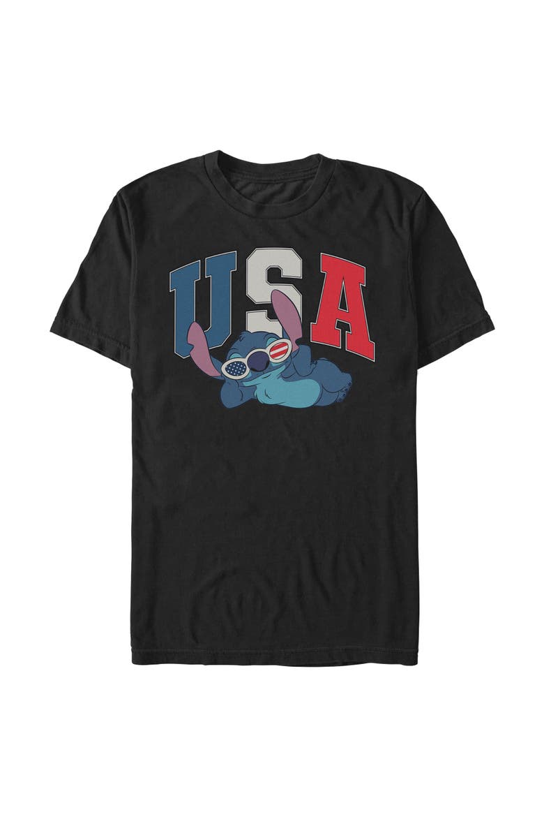 Men's Lilo & Stitch USA Cool Sunglasses  Graphic T-Shirt, Main, color, Black