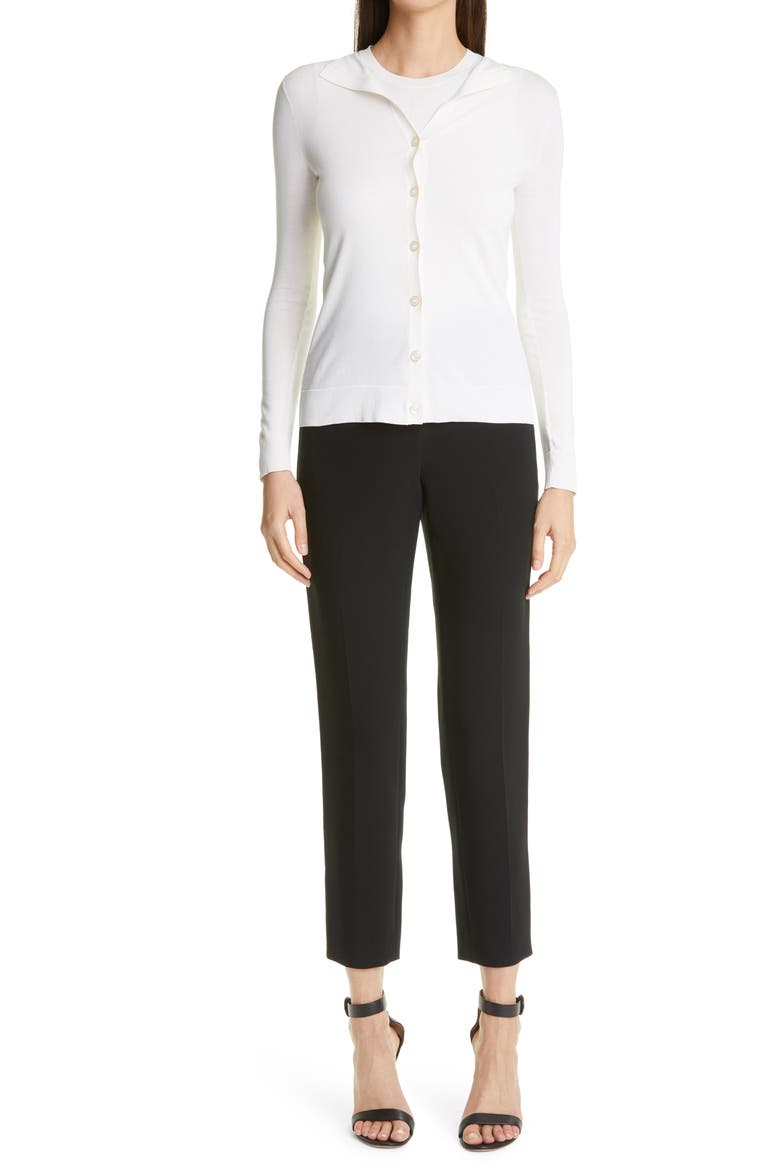 Emma Crop Crepe Marocain Pants, Alternate, color, CAVR CAVIAR