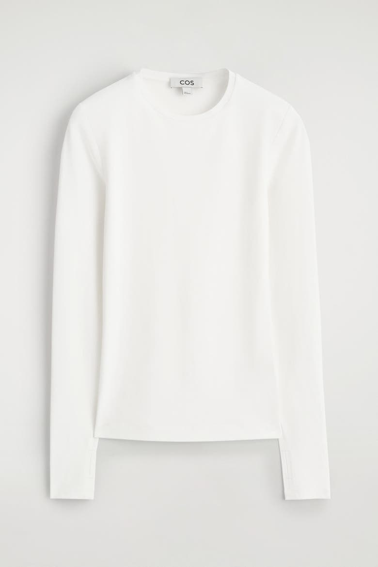 Cotton Long-sleeved Top, Alternate, color, WHITE