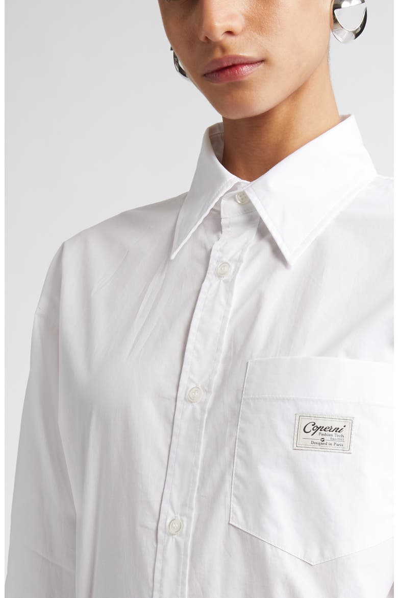 Poplin Button-Up Bodysuit, Alternate, color, WHITE