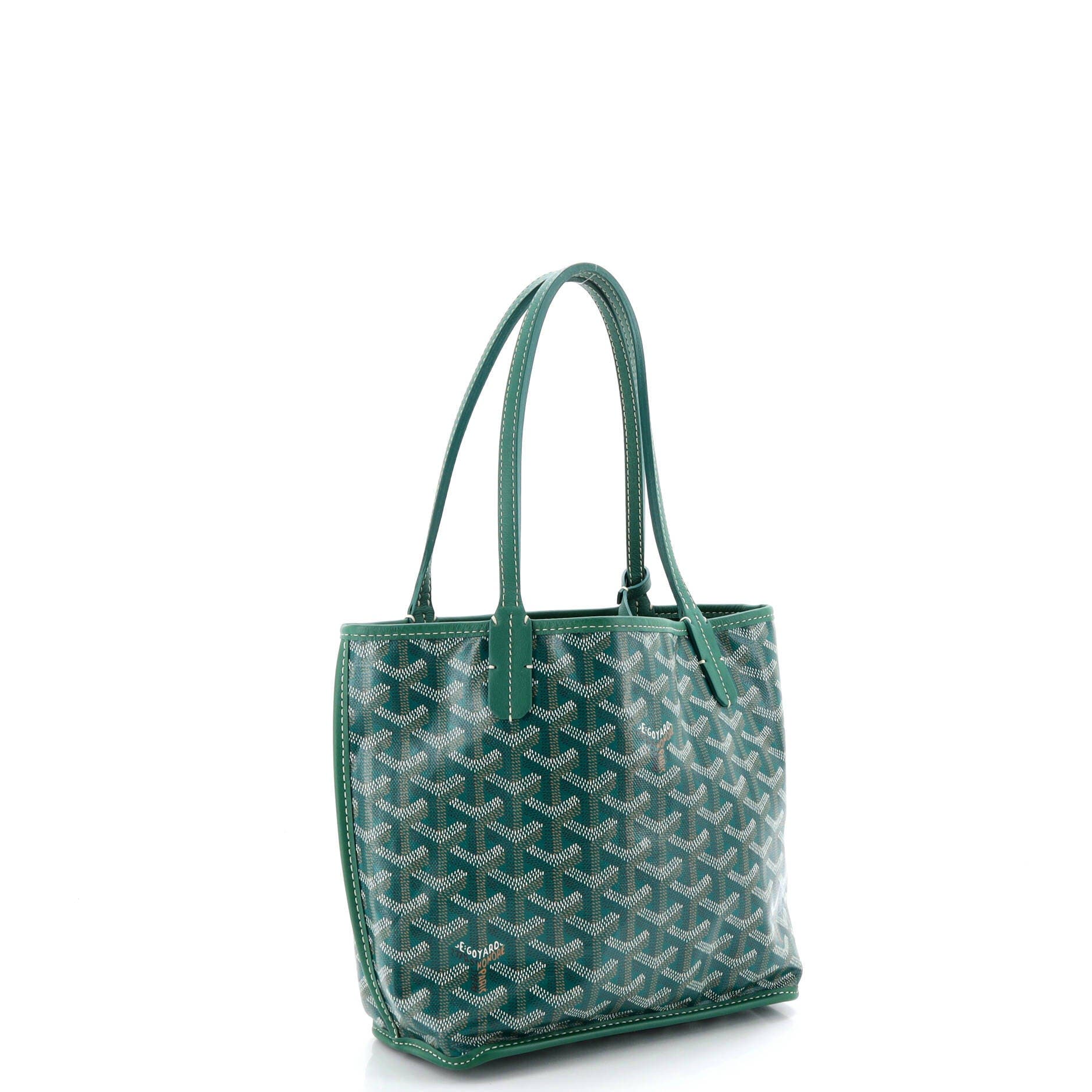 Pre-Owned Goyard Anjou Reversible Tote Coated Canvas Mini, Alternate, color, Green