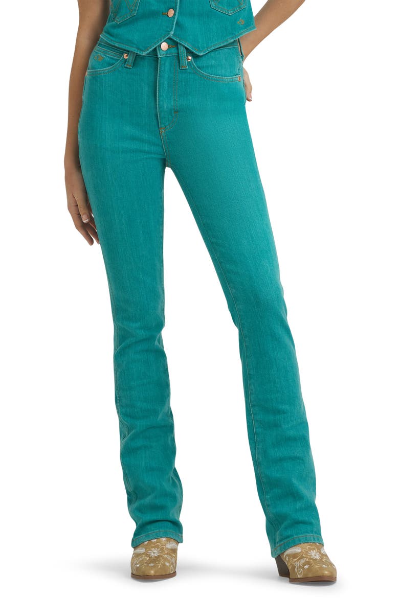 x Lainey Wilson High Waist Boothuggers Jeans, Main, color, TURQUOISE
