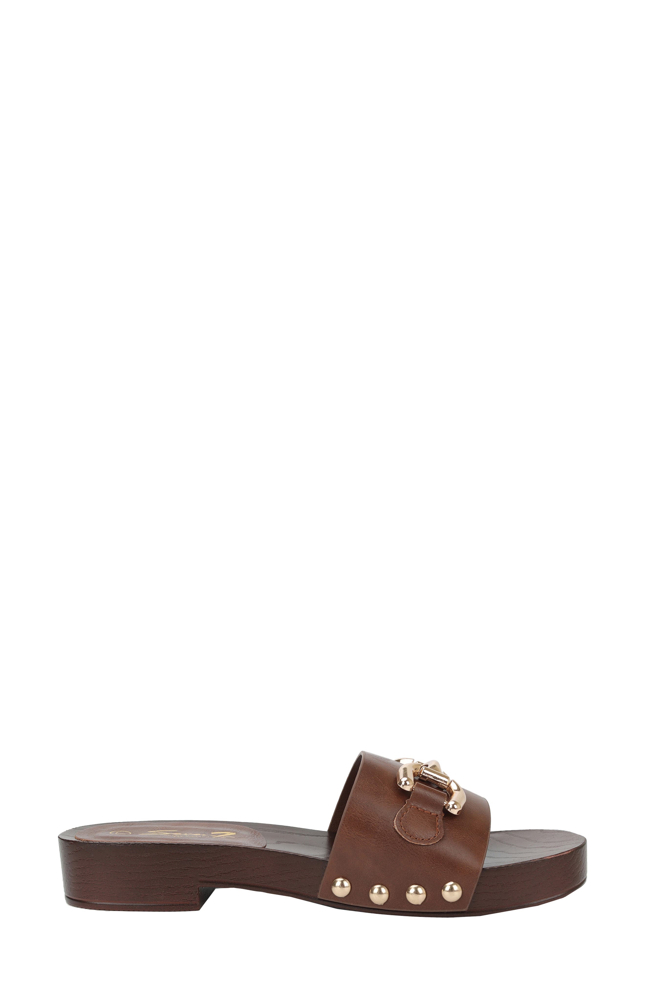 Seven7 <p>Karma Faux Leather Slide Sandal (Women)</p>, Alternate, color, Brown