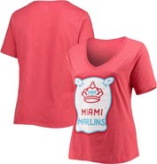 New Era Women's New Era Heather Red Miami Marlins City Connect Plus Size V-Neck T-Shirt
