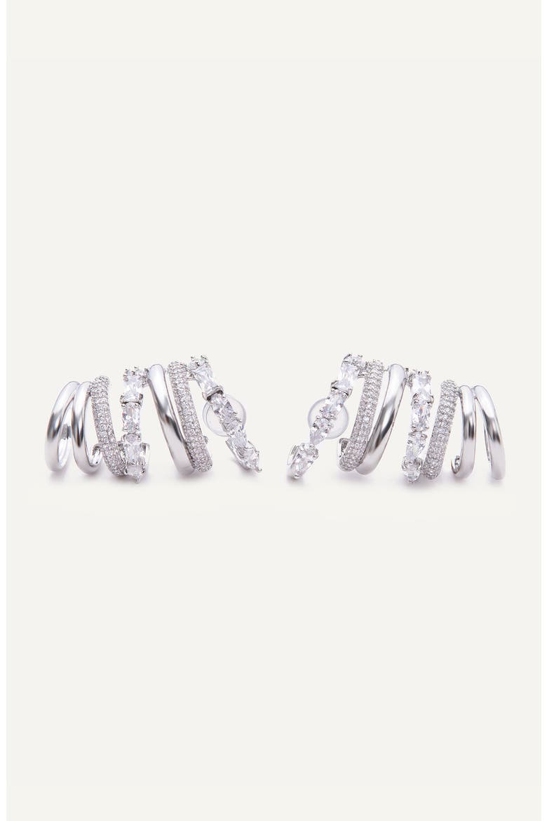 Cubic Zirconia Ear Climbers, Alternate, color, SILVER