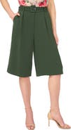 Halogen® Belted Pleated Bermuda Shorts