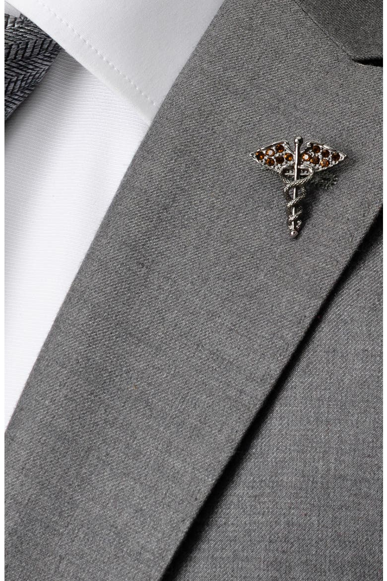 Caduceus Lapel Pin, Alternate, color, BLACK