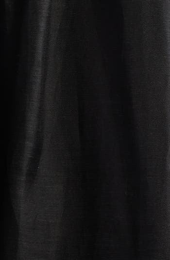 Illustration Plunge Neck Linen & Silk Organza Midi Dress