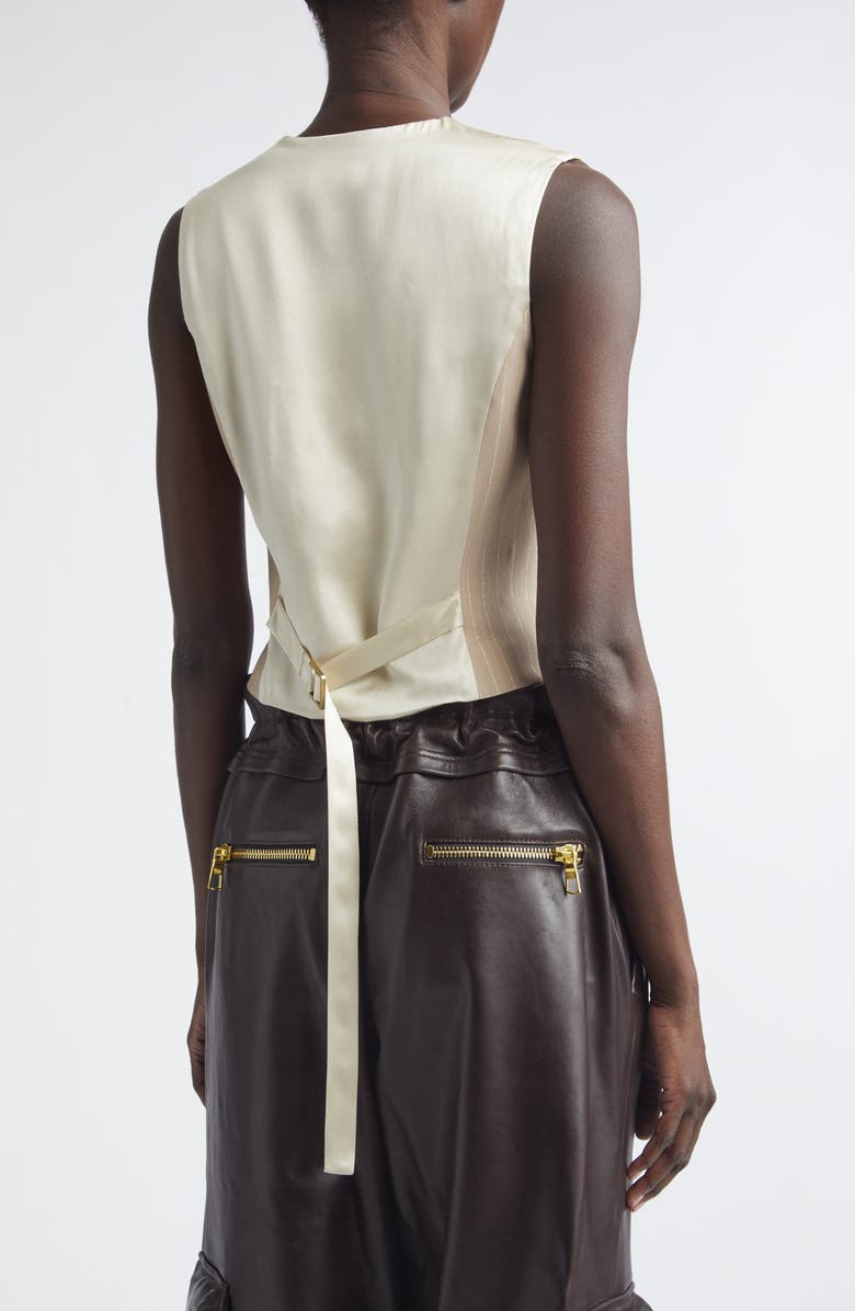 LaQuan Smith Shimmer Pinstripe Vest, Alternate, color, Sand