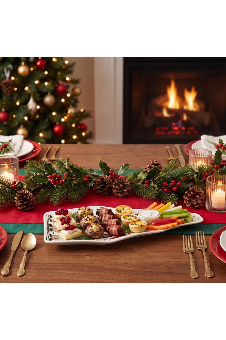 Fa La La Stoneware Choir Platter, Main, color, Multicolor