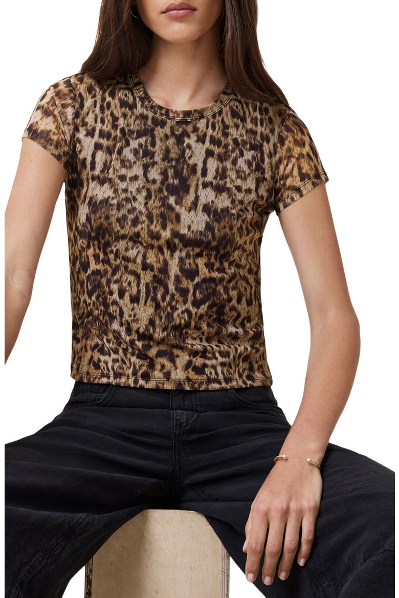Ellie Leopard Print Mesh T-Shirt, Alternate, color, EVIA GOLDEN BROWN