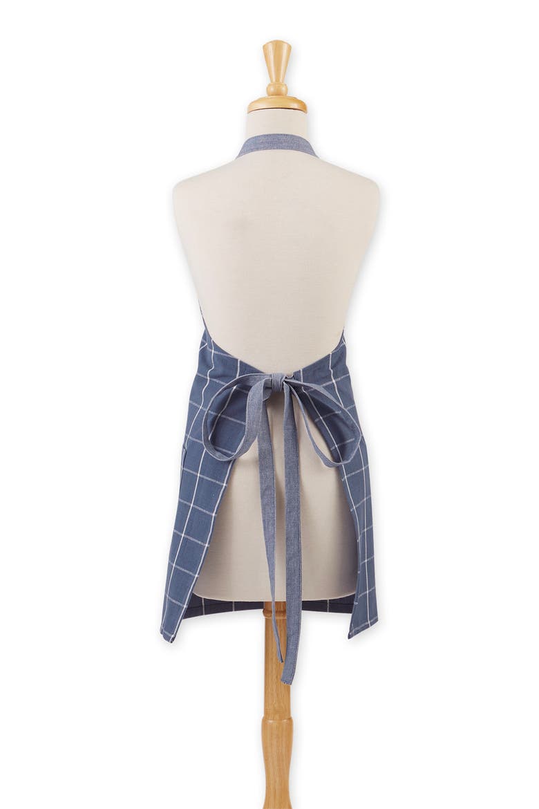 Windowpane Print Cotton Apron, Alternate, color, BLUE