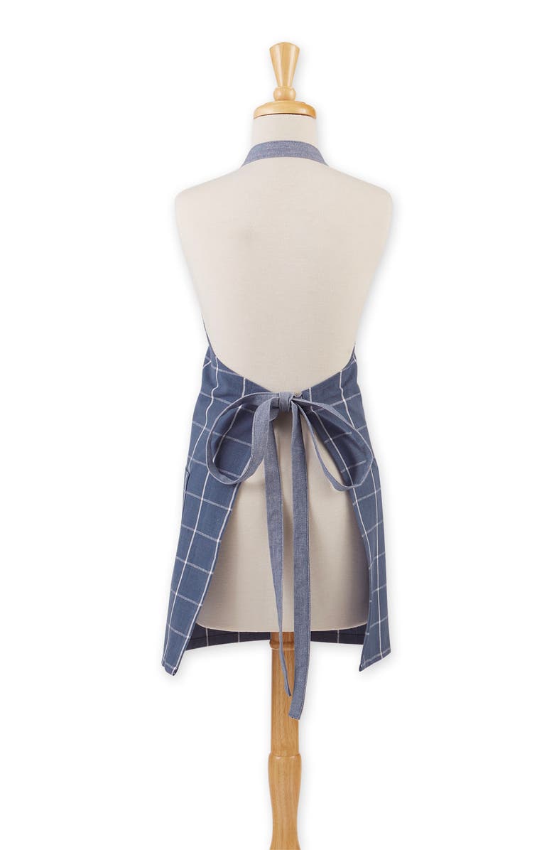 Design Imports Windowpane Print Cotton Apron, Alternate, color, Blue