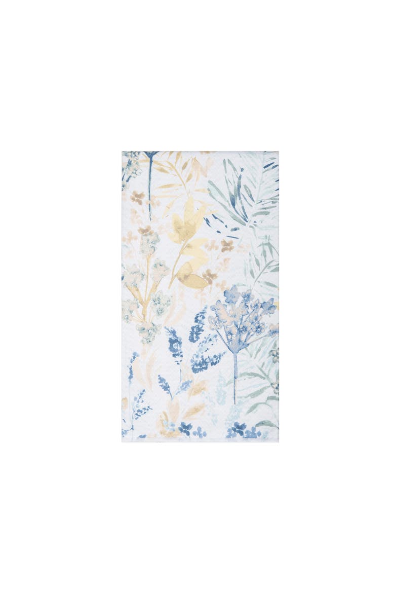 Freesia Floral Spring Watercolor 100% Cotton Printed Dishtowel, Main, color, Blue