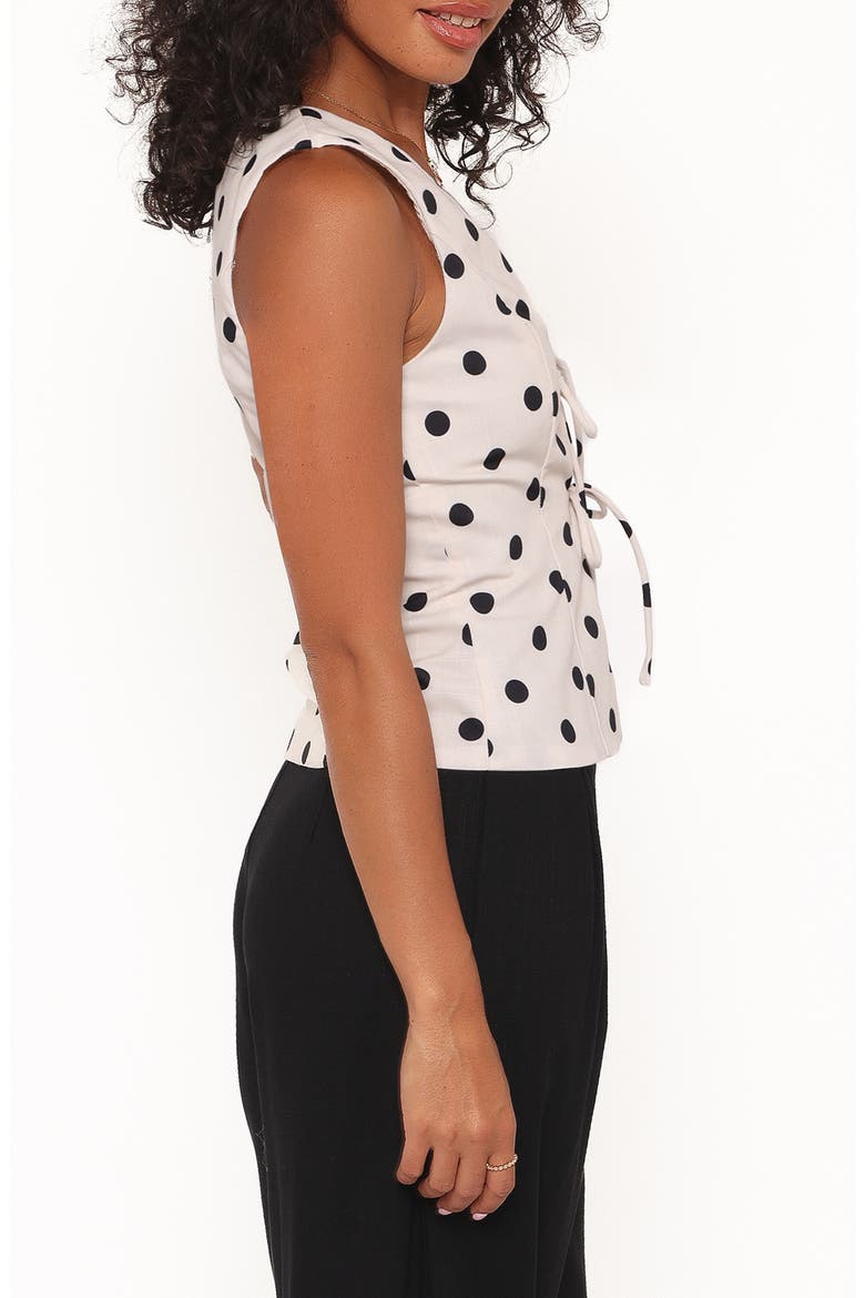 Zoie Polka Dot Tie Front Sleeveless Top, Alternate, color, CREAM POLKA DOT