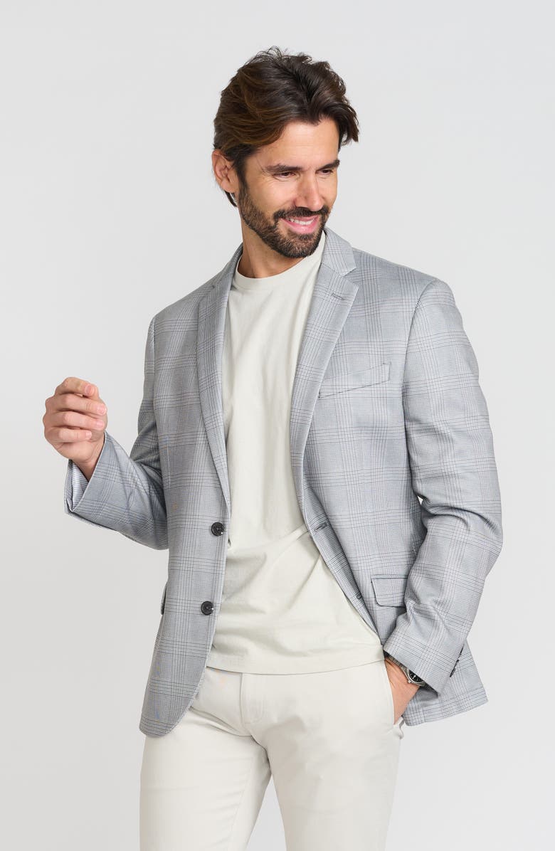 SAVILE ROW CO Shoreditch Plaid Knit Blazer, Alternate, color, Light Olive