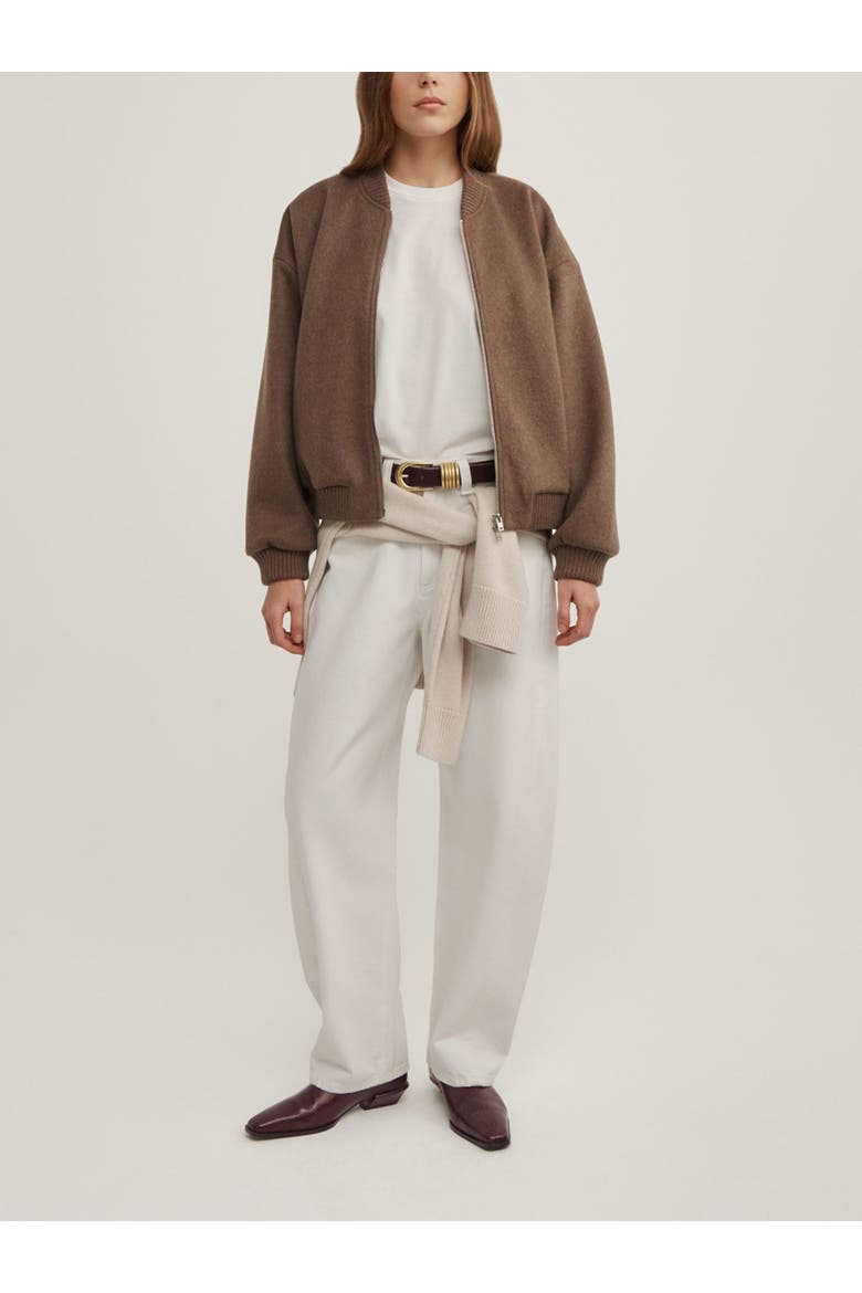 Felted Zip Bomber Jacket, Alternate, color, Mousse
