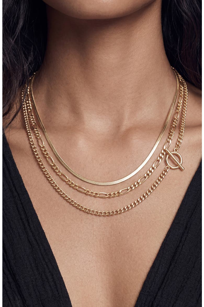 Gilded Layered Link Necklace, Alternate, color, GOLD