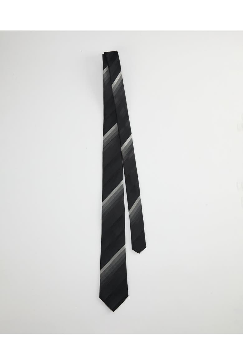 Gradient Striped Silk Jacquard Tie, Alternate, color, Charcoal