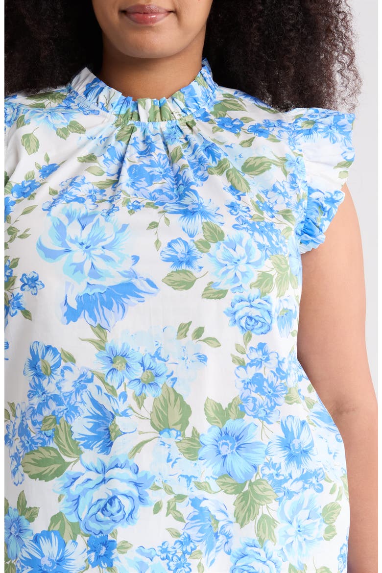 Truth Be Told Floral Print Sleeveless Top, Alternate, color, BLUE-CREAM