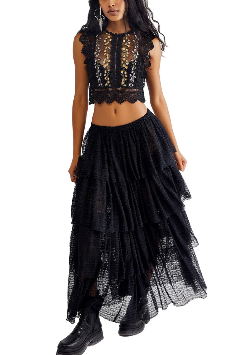 Free People Bisoux Embroidered Mesh Lace Crop Top, Alternate, color, 
