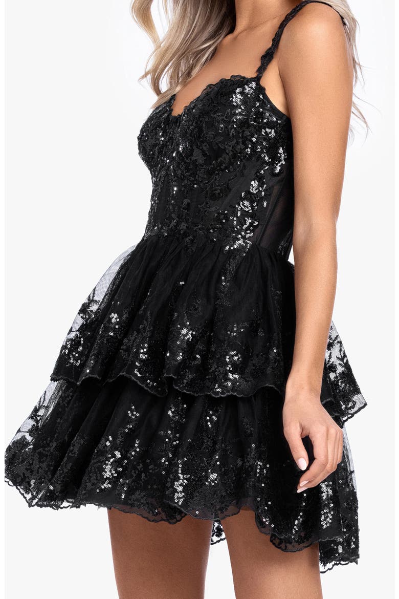 Sequin Lace Minidress, Alternate, color, BLACK
