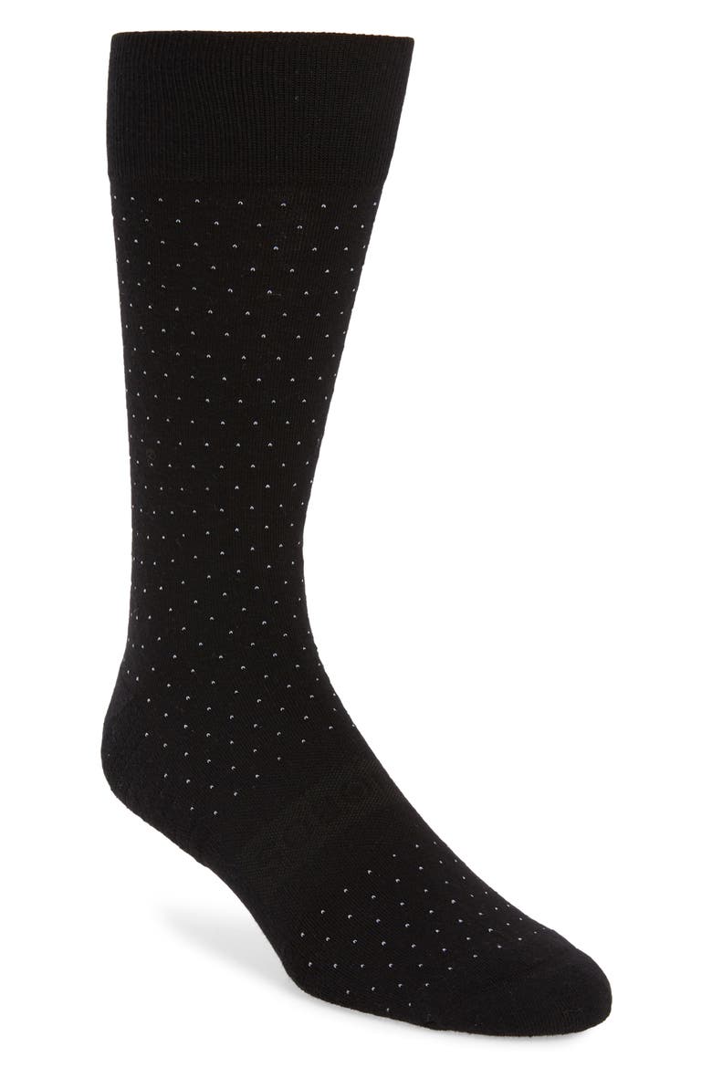 Bird's Eye Dress Socks, Main, color, BLACK/ WHITE