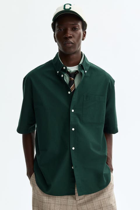 Relaxed-fit short-sleeved oxford shirt