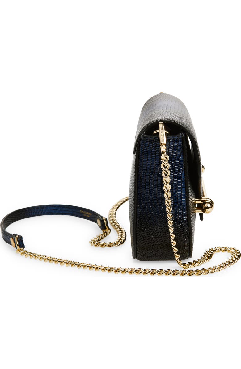 Strathberry East/West Lizard Embossed Leather Shoulder Bag, Alternate, color, Blue
