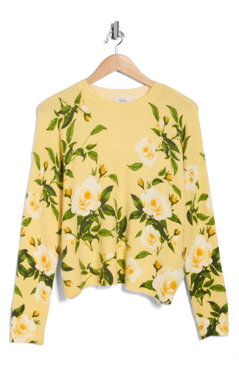 CeCe Long Sleeve Crew Sweater, Alternate, color, Misted Yellow