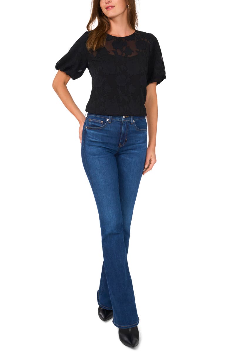 Vince Camuto Puff Sleeve Jacquard Chiffon Top, Alternate, color,