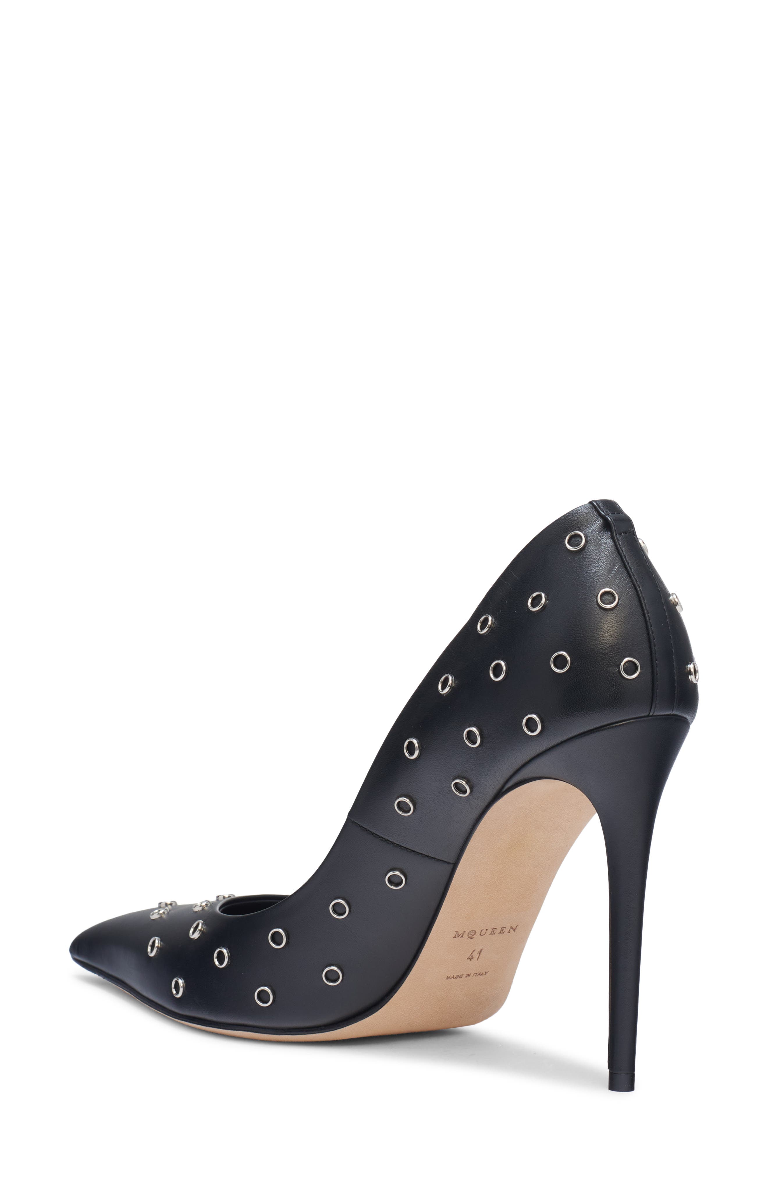 McQueen Grommet Pointed Toe Pump, Alternate, color, Black