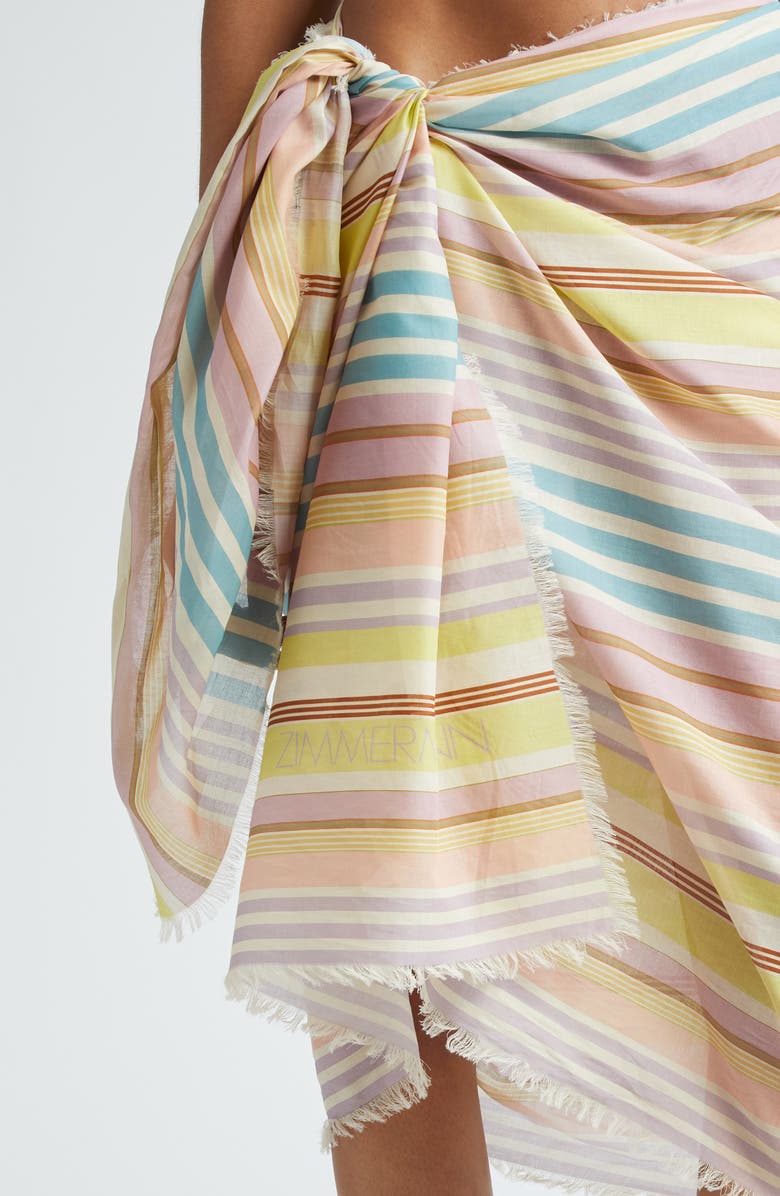 Zimmermann Stripe Cotton Pareo Cover-Up, Alternate, color, Multi Stripe