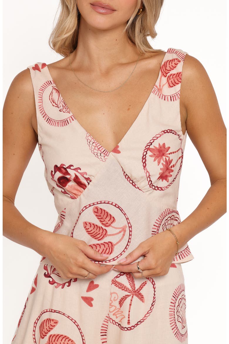Evelyn Print Deep V-Neck Top, Main, color, VACAY