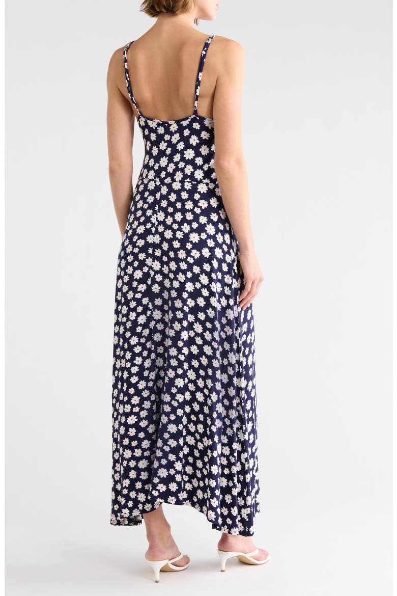 Floral Cowl Neck Midi Slipdress, Alternate, color, NAVY/ IVORY