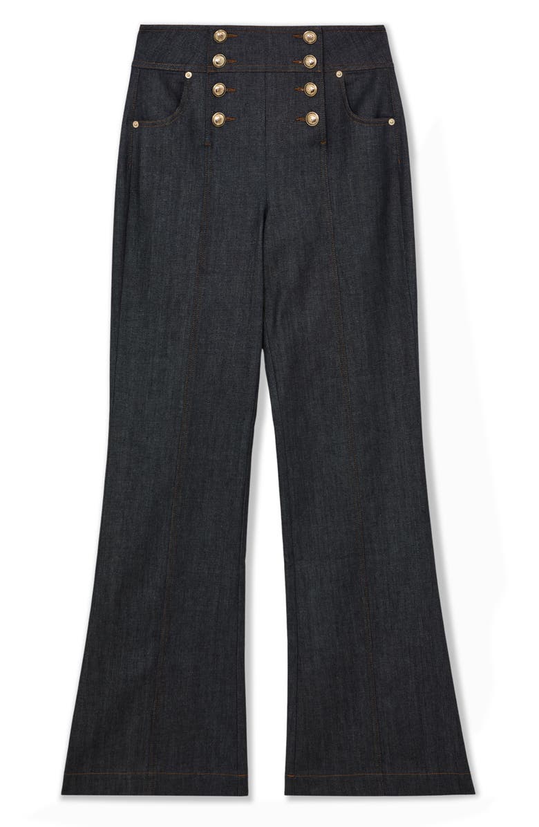 Reiss Skylar Sailor High Waist Bootcut Jeans, Alternate, color, Dark Blue