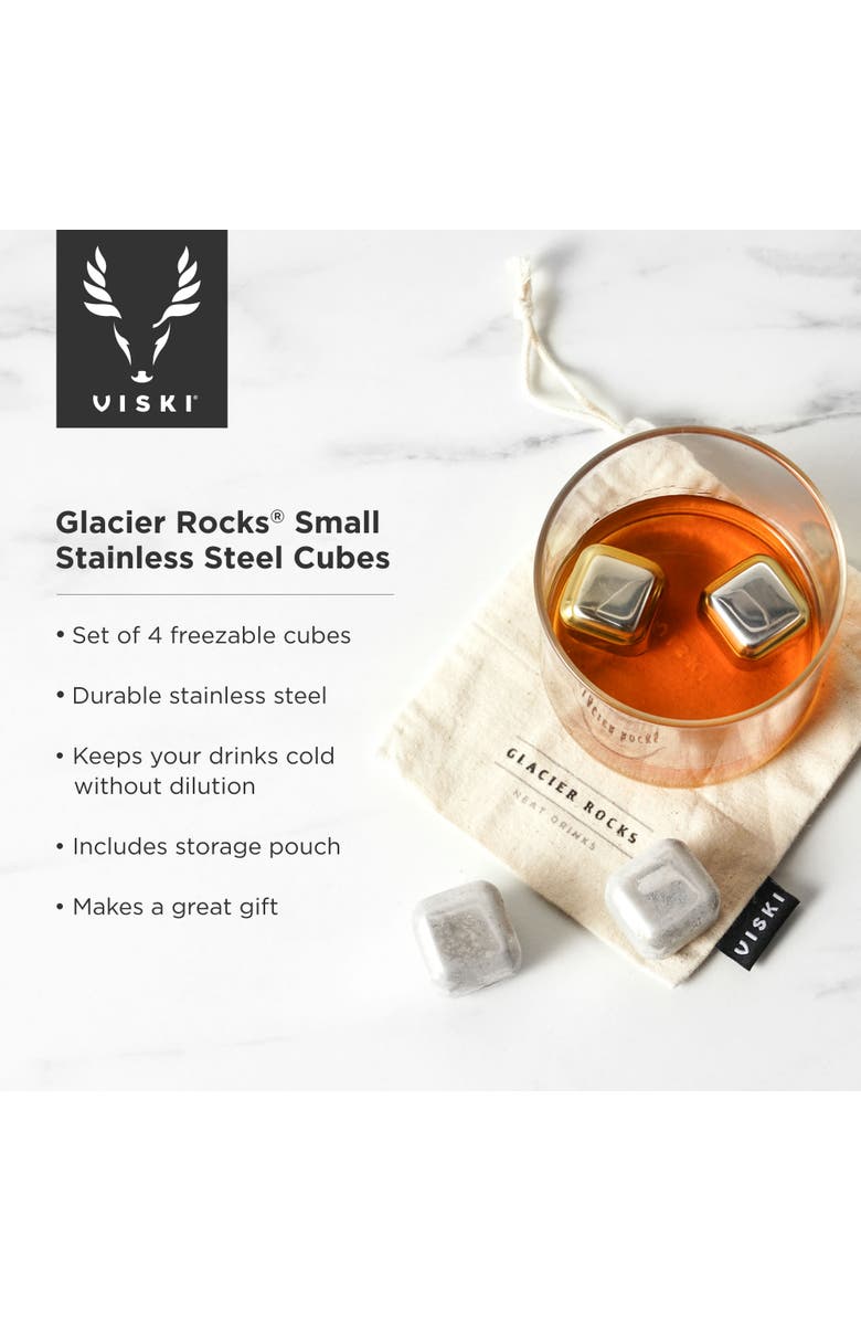 Viski Glacier Rocks Small Cubes in Stainless Steel Set of 4, Alternate, color, Silver