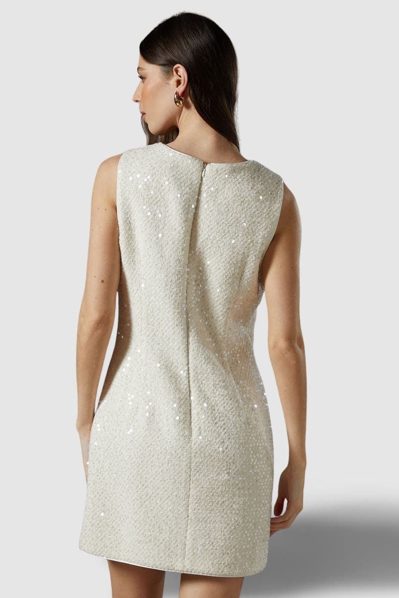 Sequin Boucle Shift Dress, Alternate, color, Ivory