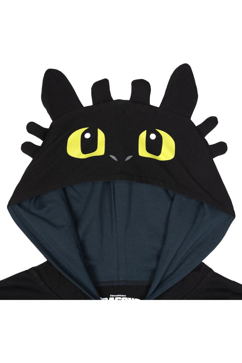 How to Train Your Dragon Toothless Hooded One Piece Coverall, Alternate, color, Toothless Charcoal
