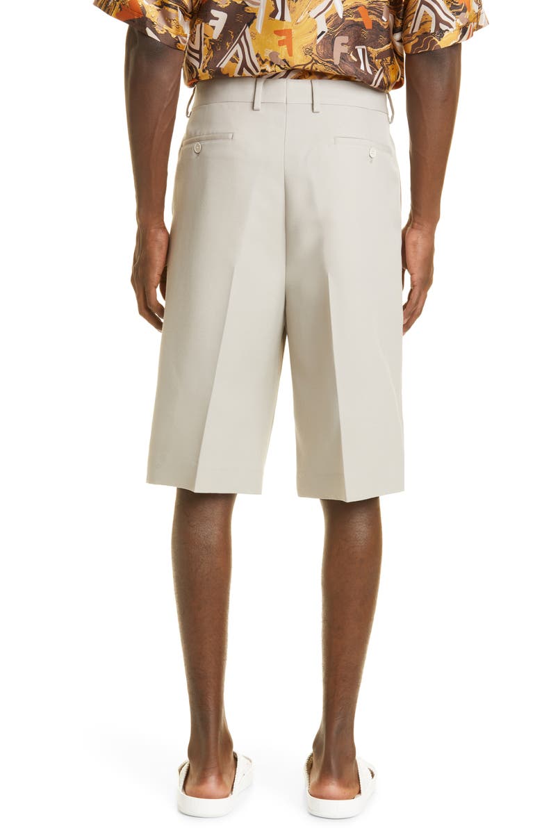 Fendi Pleated Wool Bermuda Shorts, Alternate, color,