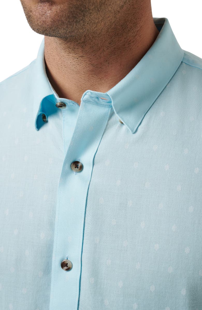 TravisMathew Early Check In Cotton Button-Up Shirt, Alternate, color, Cory Blue