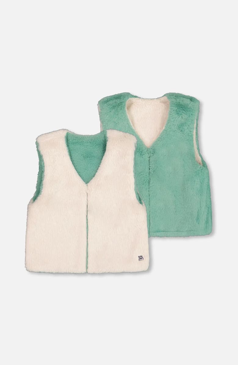 Deux par Deux Reversible Faux Fur Vest, Main, color, Off-White