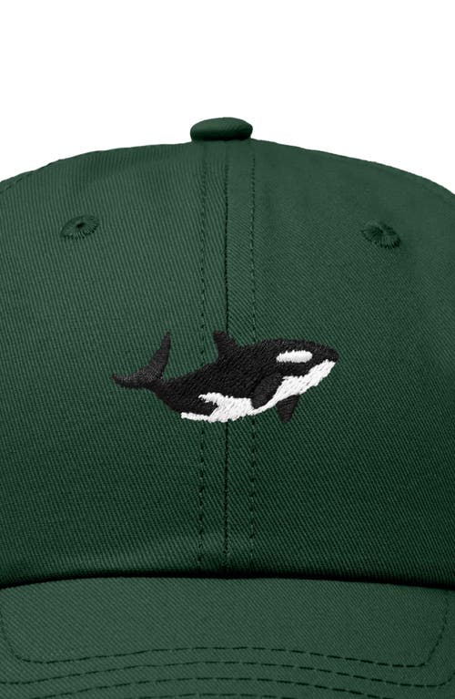 Dalix Killer Whale Embroidered Dad Hat In Dark Green