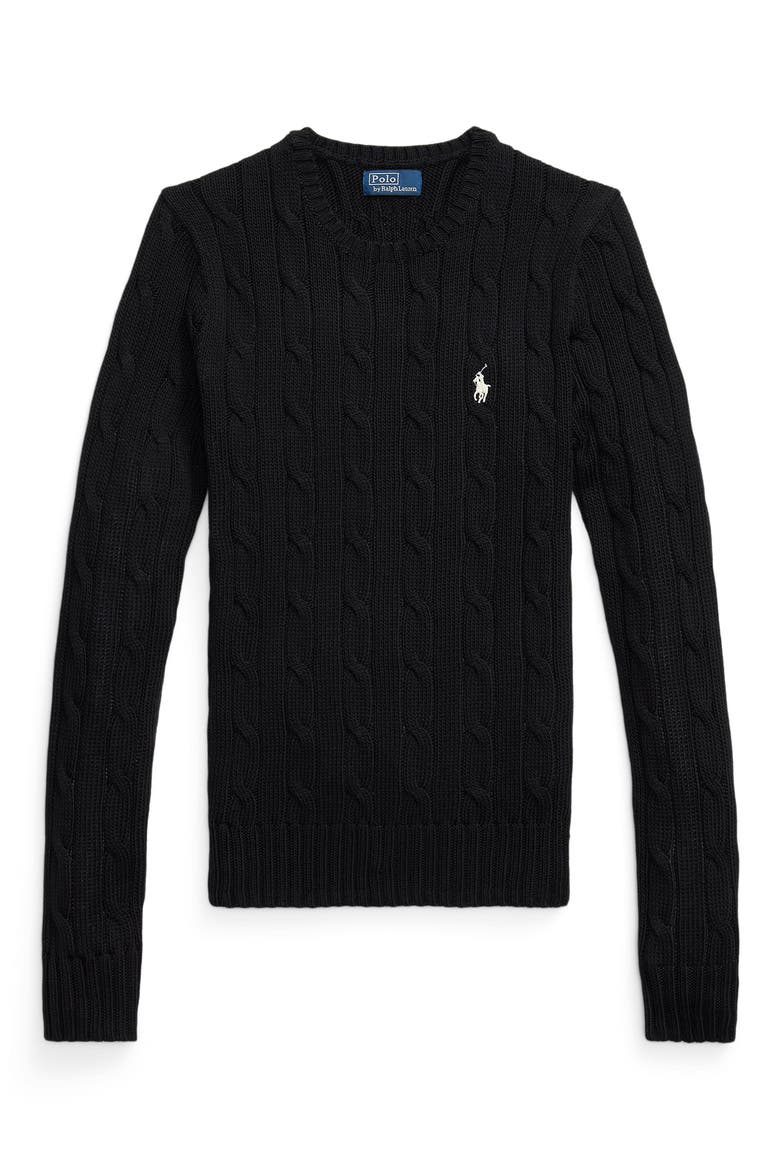 Julianna Cotton Cable Sweater, Alternate, color, POLO BLACK/WHITE PP
