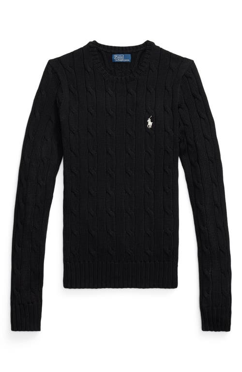 Polo Ralph Lauren Julianna Pima Cotton Cable Knit Crewneck Sweater In Black