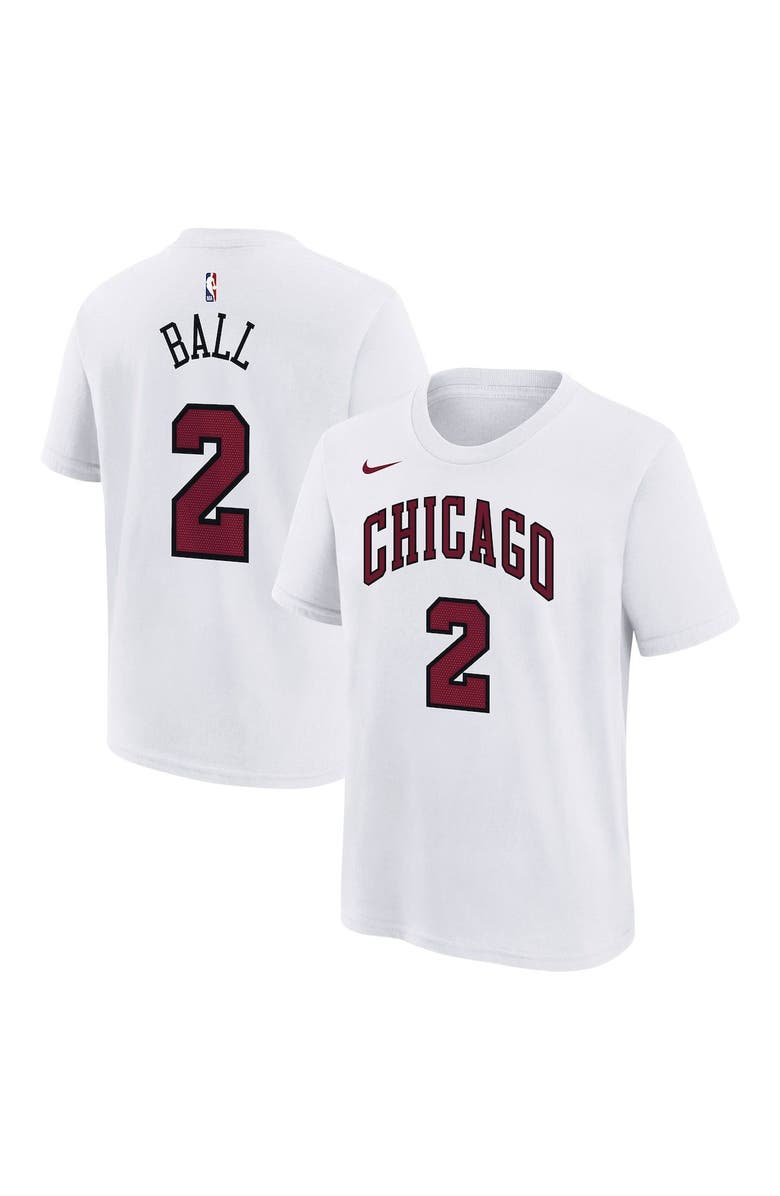 Nike Youth Nike Lonzo Ball White Chicago Bulls 2022/23 City Edition Name & Number T-Shirt, Main, color, 