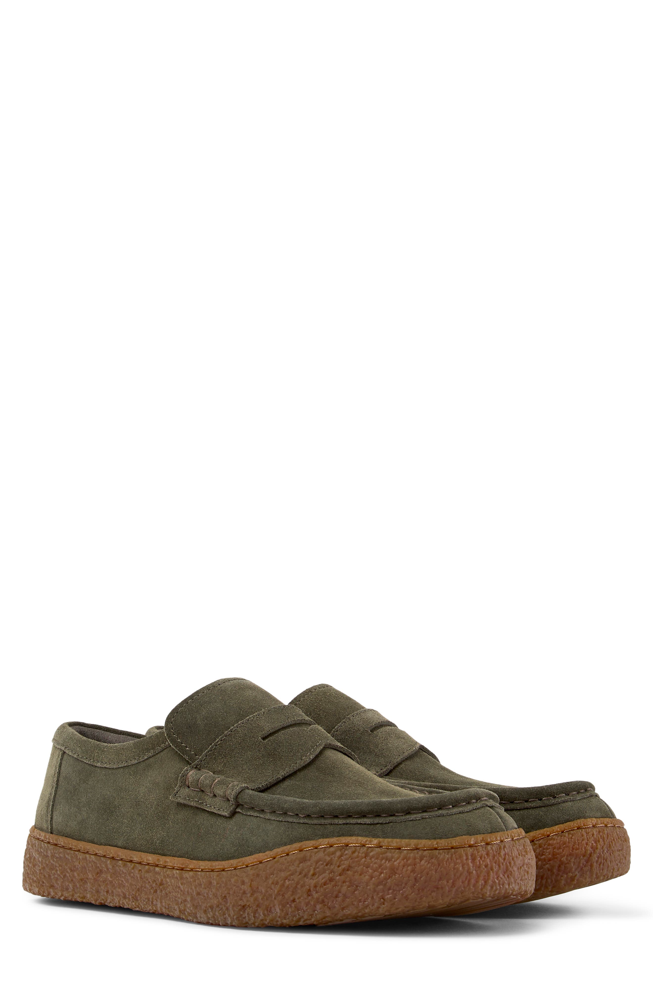 Peu Terreno Leather Moccasin, Main, color, DARK GREEN
