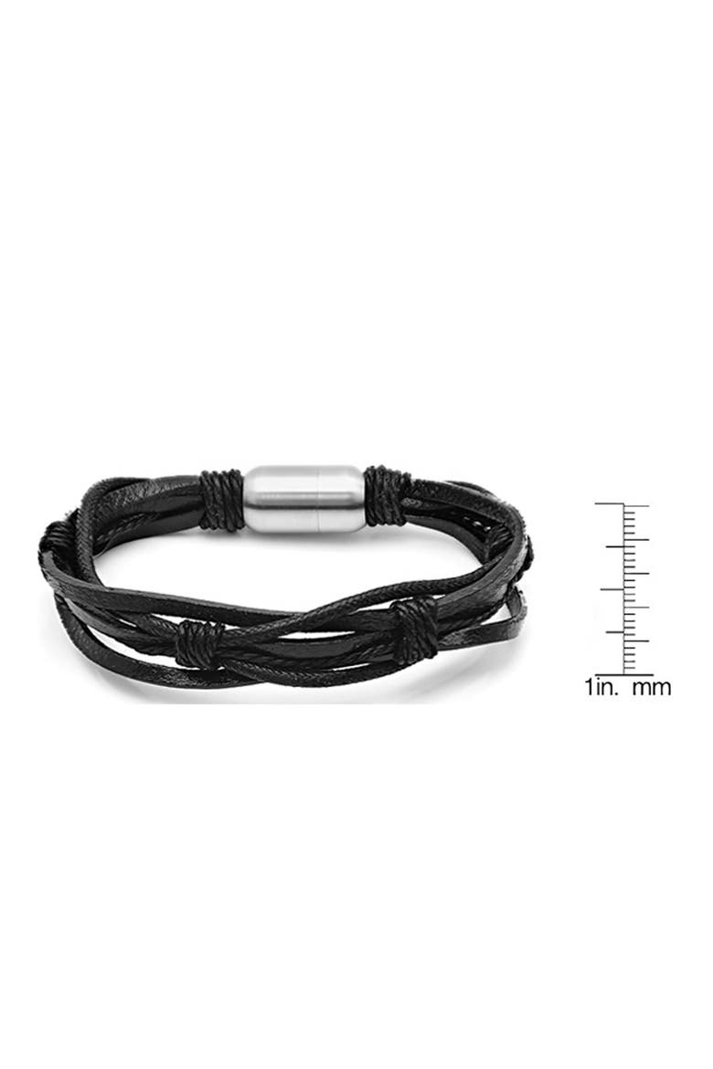Men's Multi Strand Knotted Leather Bracelet, Alternate, color, BLACK KNOTS