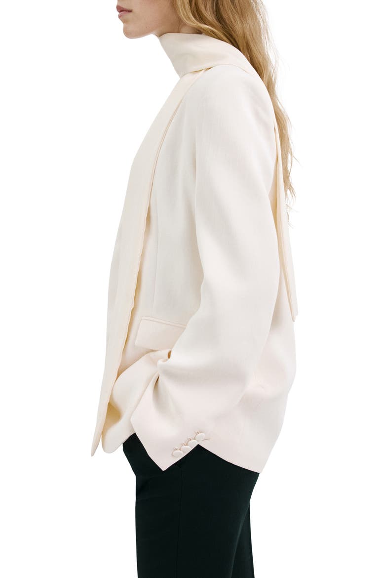 American New York Collarless Tie Waist Jacket with Scarf, Alternate, color, ECRU