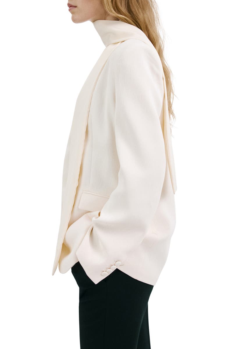 MANGO American New York Collarless Tie Waist Jacket with Scarf, Alternate, color, Ecru